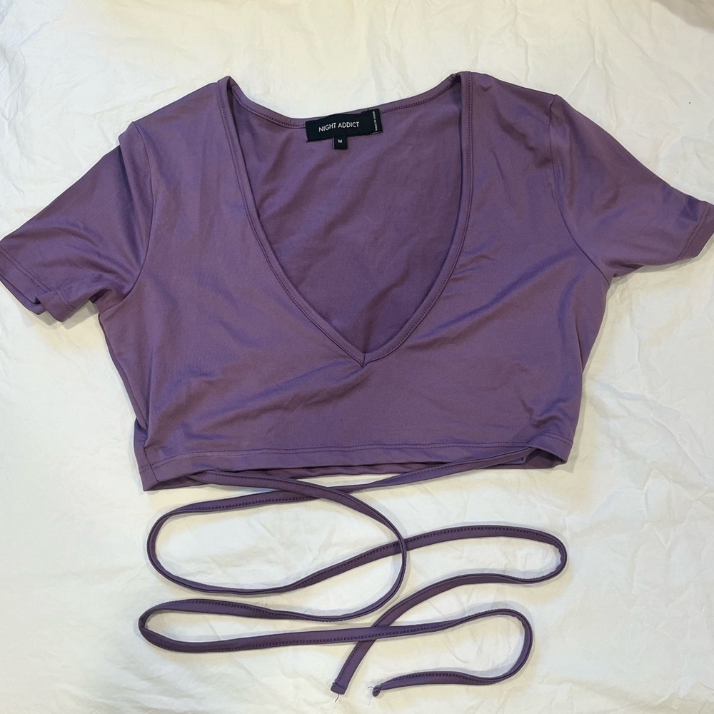 PURPLE V NECK BABY TEE